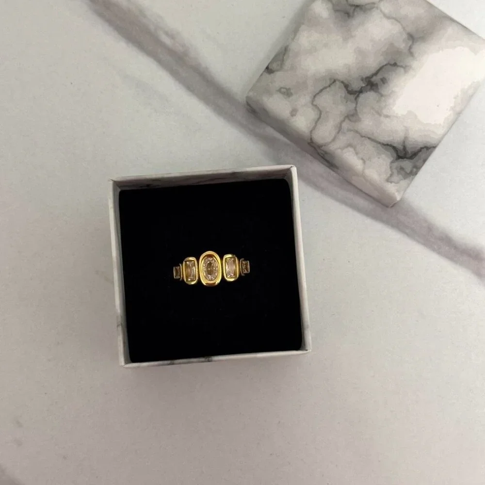SKU0470 gold ring zircon stone made of high-quality materials stainless steel‎